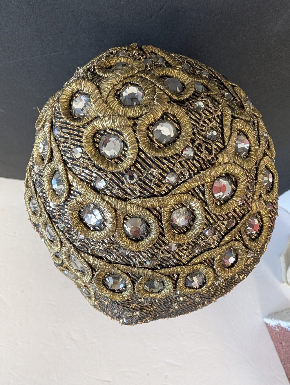 Vintage Adolfo Cloche Hat Incrusted With Rhinestone Sequin Hat - Picture 6 of 9